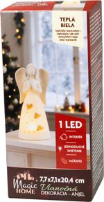 Decoration MagicHome Christmas, angel, 1xLED, warm white, 7.1x7.7x20.4 cm, 1xCR2032