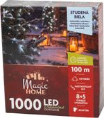 Reťaz MagicHome Vianoce, 1000xLED, studená biela, 8 funkcií, 100 m, IP44