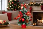Tree MagicHome Christmas, decorated, snowy, red, 30 cm