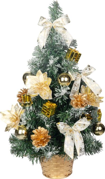 Stromček MagicHome Vianoce, ozdobený, zlatý, 50 cm