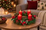 Veniec MagicHome Vianoce, adventný, červený, 41 cm