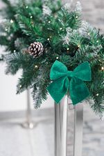 Decoration MagicHome Christmas, bow, green, 13x15 cm, pack of 2 pcs