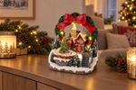 Decoration MagicHome Christmas, Church in wreath, LED, 3xAA, 15.5x12x17.2 cm
