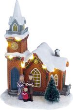 Dekoráció MagicHome Karácsony, Templom, LED, 2xAAA, 12,5x9,5x17,5 cm