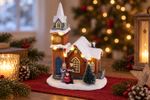 Dekorácia MagicHome Vianoce, Kostol, LED, 2xAAA, 12,5x9,5x17,5 cm