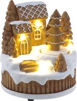 Decoration MagicHome Christmas, Gingerbread House, Rotating Tree, LED, 3xAA, 13x12.6x14.5 cm