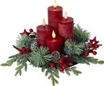 Ikebana MagicHome Christmas, advent, with LED candles, on a plate, 20x7.5/10/12.5/15 cm