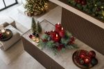 Ikebana MagicHome Christmas, advent, with LED candles, on a plate, 20x7.5/10/12.5/15 cm