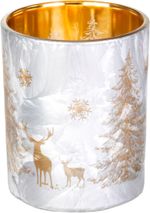 Candle holder MagicHome Christmas, small glass, silver, tree, 6x7 cm