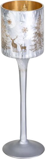Candleholder MagicHome Christmas, small glass, silver, tree, 7x25 cm