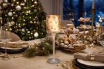 Candleholder MagicHome Christmas, small glass, silver, tree, 7x25 cm