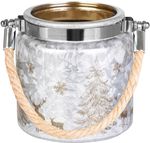Candle holder MagicHome Christmas, small glass, silver, tree, 10x10 cm