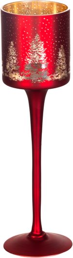 Candle holder MagicHome Christmas, small glass, red, tree, 7x25 cm