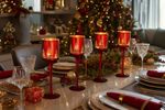 Candle holder MagicHome Christmas, small glass, red, tree, 7x25 cm