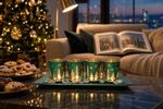 Candle holder MagicHome Christmas, on a tray, for tea candles, green, 28x14x6.5 cm