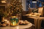 Candle holder MagicHome Christmas, small glass, green, tree, 10x10 cm