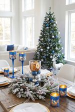 Candle holder MagicHome Christmas, small glass, blue, tree, 6x7 cm