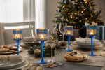 Candle holder MagicHome Christmas, small glass, blue, tree, 7x25 cm