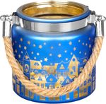 Candle holder MagicHome Christmas, small glass, blue, tree, 10x10 cm