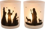 Candleholder MagicHome Christmas, milky, mix of 2 patterns, 5.5x6.5 cm