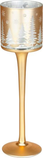 Candle holder MagicHome Christmas, small glass, gold, tree, 7x25 cm