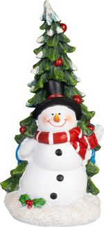 Decoration MagicHome Christmas, Snowman with tree, 10 x 9.5 x 20 cm