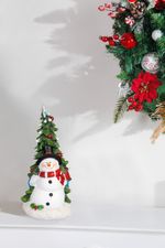 Decoration MagicHome Christmas, Snowman with tree, 10 x 9.5 x 20 cm