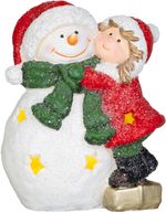 Decoration MagicHome Christmas, Girl with snowman, LED, 8x12.5x15.8 cm