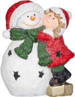 Decoration MagicHome Christmas, Girl with snowman, LED, 8x12.5x15.8 cm