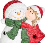Decoration MagicHome Christmas, Girl with snowman, LED, 8x12.5x15.8 cm