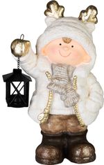 Decoration MagicHome Christmas, Boy with lamp, 16.5x23x42 cm