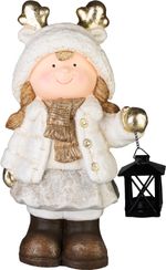 Decoration MagicHome Christmas, Girl with lamp, 15x22.8x40 cm