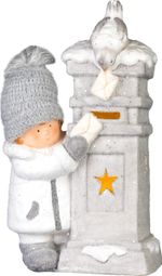Decoration MagicHome Christmas, Boy with mailbox, LED, 14.5x22.5x39 cm