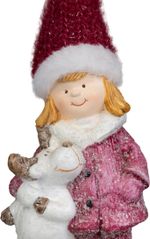 Decoration MagicHome Christmas, Girl with reindeer, 7.6x9.2x23 cm