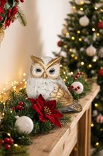 Decoration MagicHome Christmas, Owl, 7x9x9.5 cm