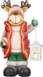 Dísz MagicHome karácsonyi, Karácsonyi rénszarvas lámpással, LED, 17x22x43 cm