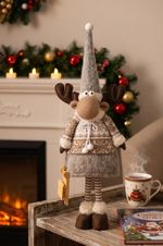 Decoration MagicHome Christmas, Reindeer, girl, 13x21x53 cm
