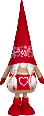 Decoration MagicHome Christmas, Gnome, Girl with extendable legs, 13x21x90 cm