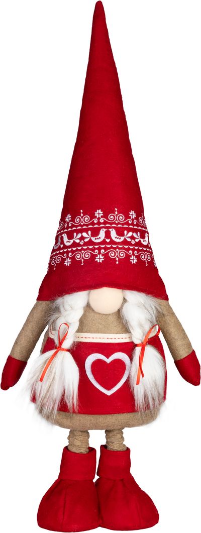 Decoration MagicHome Christmas, Dwarf, Girl with pull-out legs, 21 x 13 x 90 cm