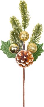 Christmas Branch MagicHome, with pine cone, gold, 32 cm