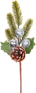 Christmas Branch MagicHome, with pine cone, silver, 32 cm