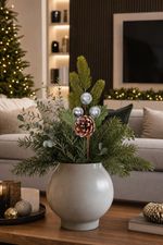 Christmas Branch MagicHome, with pine cone, silver, 32 cm