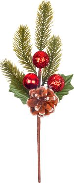 Christmas Branch MagicHome, with pine cone, red, 32 cm