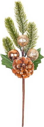 Christmas Branch MagicHome, with pine cone, champagne, 32 cm