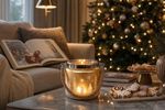 Candle holder MagicHome Christmas, small glass, gold, tree, 10x10 cm