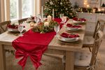 Stole, table runner, with bow, velvet, red, 33x240 cm