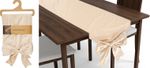 Table stole, table runner, with bow, velvet, beige, 33x240 cm