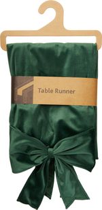 Table runner, stole, with bow, velvet, green, 33x240 cm