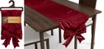 Table runner with bow, velvet, burgundy red, 33x240 cm