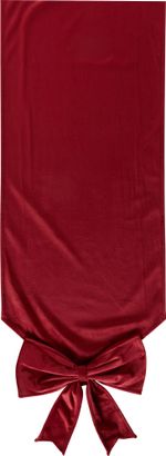 Table runner with bow, velvet, burgundy red, 33x240 cm